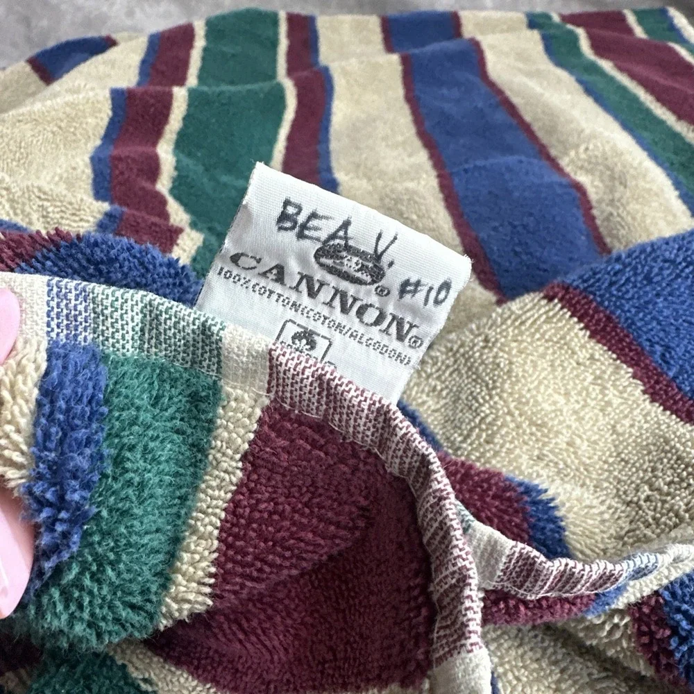 Canon Vintage Towel Set Wash Cloth Bath Green‎ Blue 90s 100% Cotton